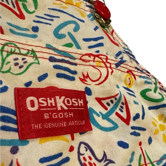 Vintage OshKosh B'gosh Sailboats Overall Shorts Shortalls Size 12 Months - Picture 3 of 8